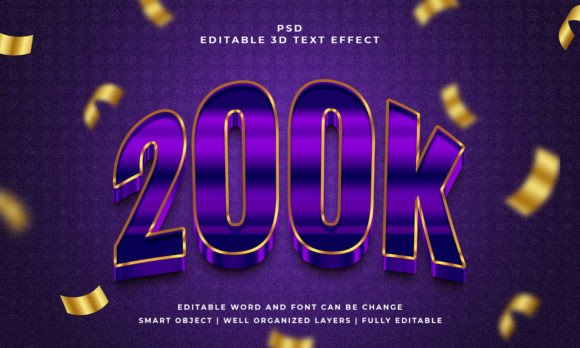 200k 3D Editable PSD Text Effect: Transform Your Typography