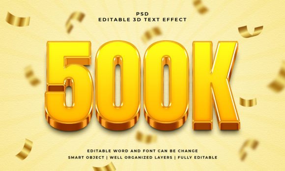 500k 3D Editable PSD Text Effect for Stunning Graphics