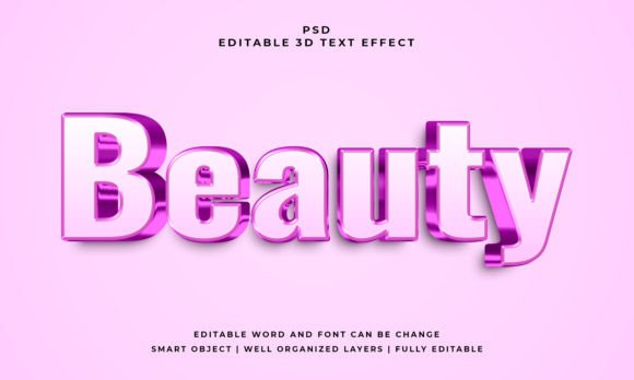 Beauty 3d Editable PSD Text Effect