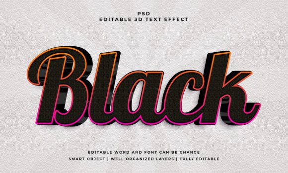 Black 3D Editable PSD Text Effect: Bold Typography for Modern Designs