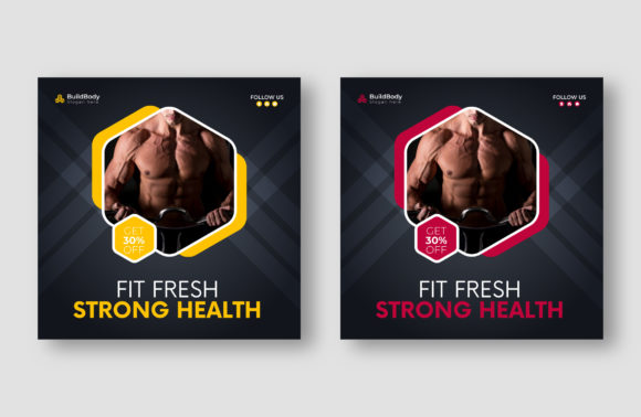 Effortless Fitness Gym Social Media Post Template Design