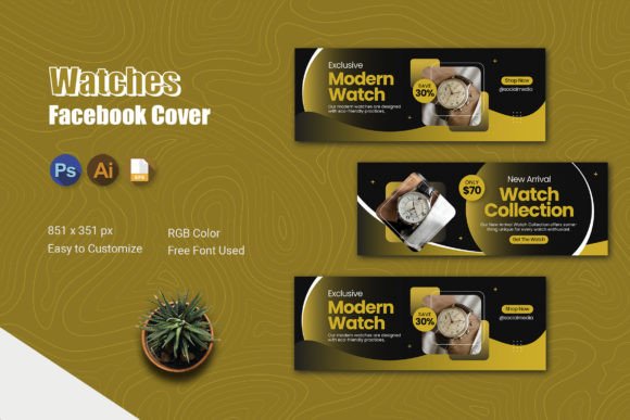 Elevate Your Brand with the Watches - Facebook Cover Template