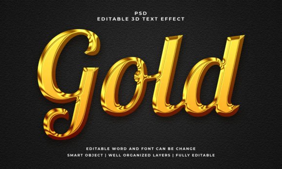 Gold 3D Editable PSD Text Effect for Stunning Designs