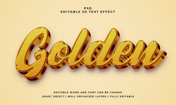 Golden 3D Editable PSD Text Effect
