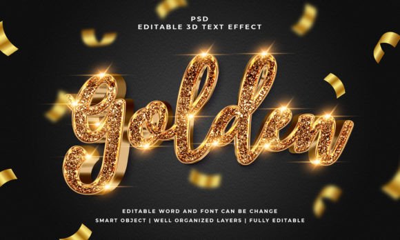 Golden 3D Editable Text Effect for Stunning Designs