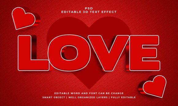 Love 3D PSD Editable Text Effect