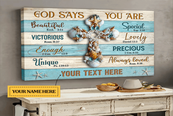 Personalized Seashell Cross: God Says You Are