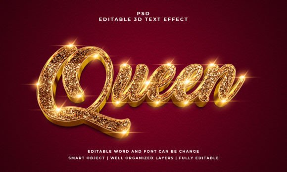 Queen 3D Editable Text Effect: Dynamic Typography for Impact