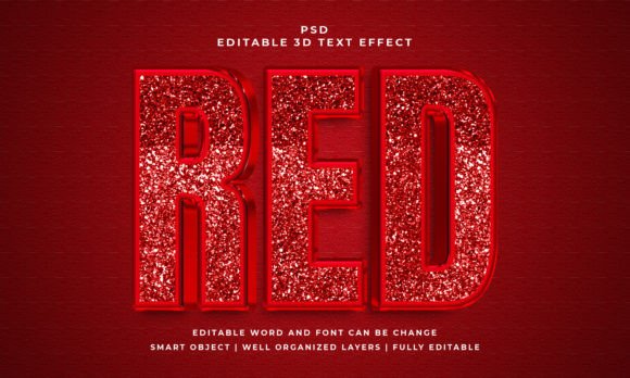 Red 3d Editable Psd Text Effect: Bold, Modern Typography