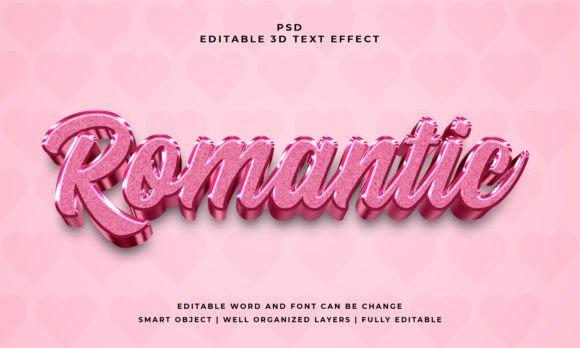 Romantic 3D Editable PSD Text Effect