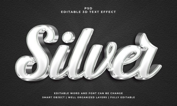 Silver 3D Editable PSD Text Effect